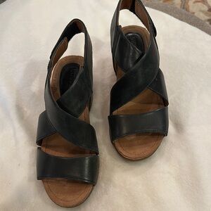 Women's Bussola Black Leather Sandals